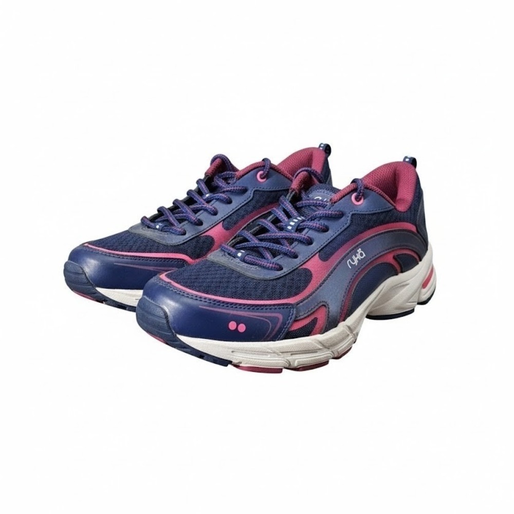 Ryka Inspire Womens Navy Pink Mesh Memory Foam Walking Shoes 8.5 W 8 1/2 Wide